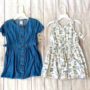 💙🦒 2 NWT Carter’s/OshKosh 3T Dresses - PRETTY! 🦒💙